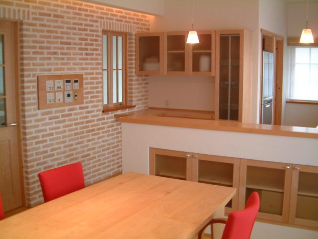 オーダー家具, 大阪 メープル無垢材キッチン収納